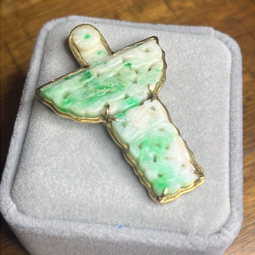 Vintage Jade angel 14 karat gold - Picture 2 of 8